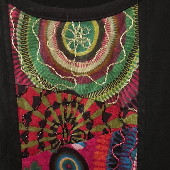 Bohemian Black Dress with Colorful Accents - Picture 3 of 10